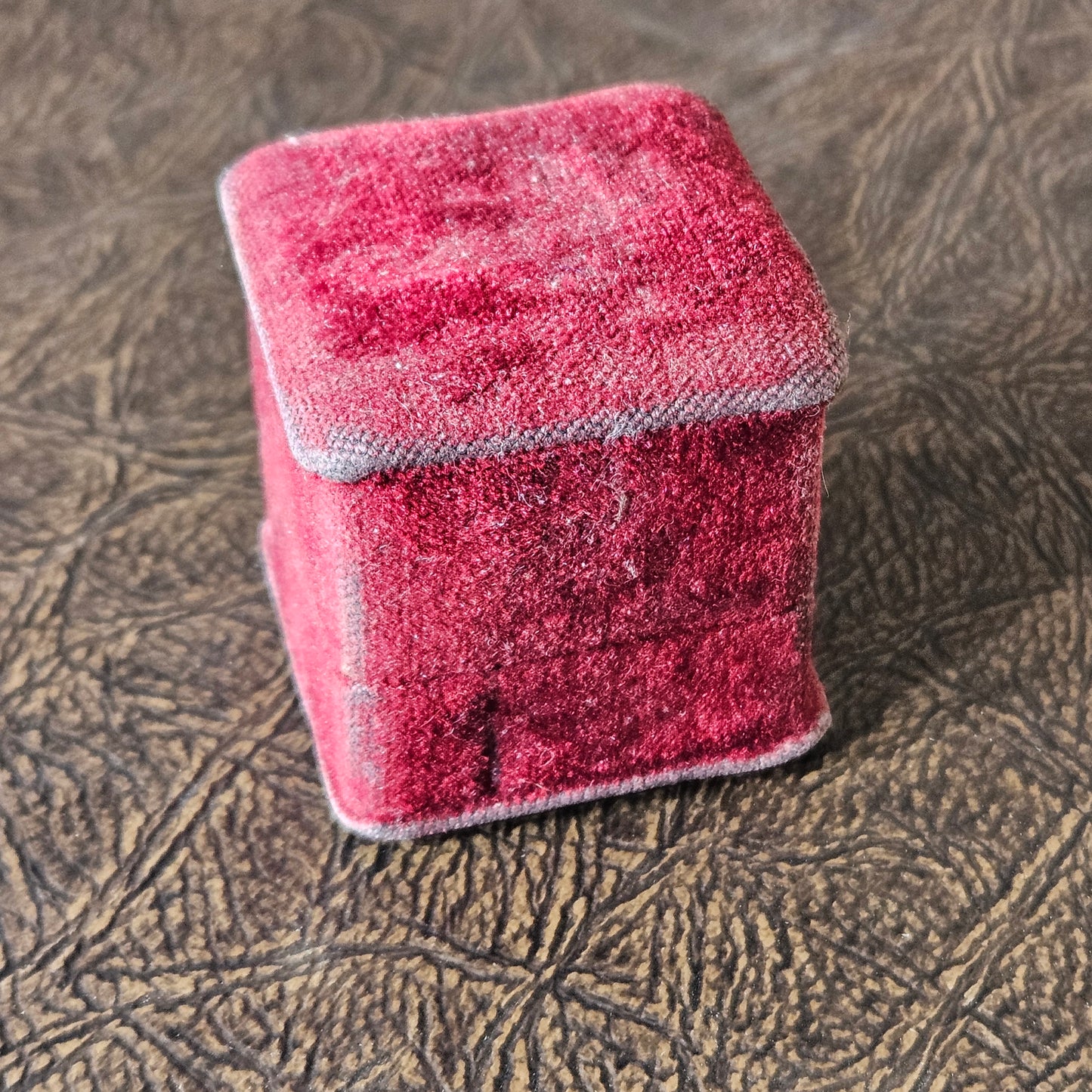 Vintage Ruby Velvet Small Jewelry Box Satin Lined