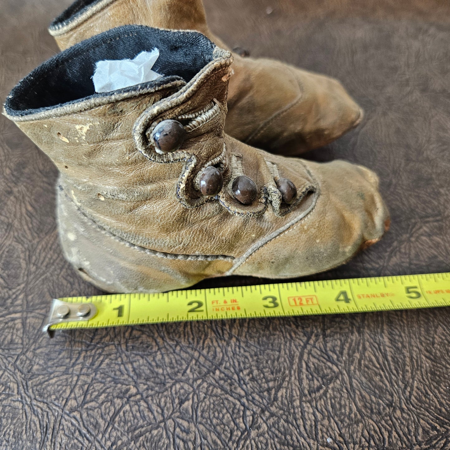 Antique Button Up Baby Shoes Leather Infant Boots