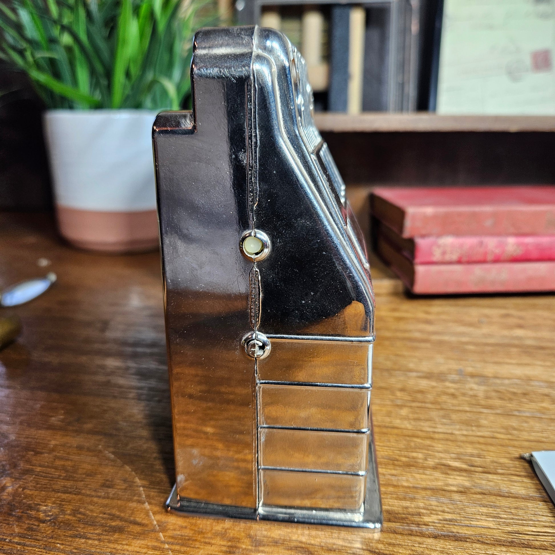 Chrome finish vintage toy slot machine bank