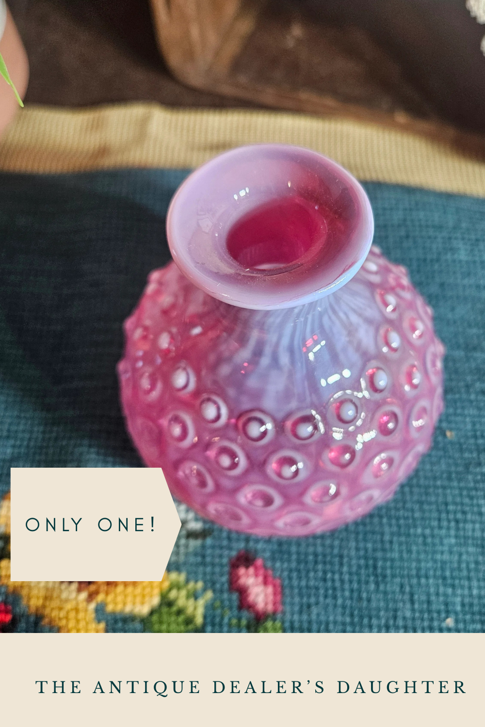 Czech Pink Hobnail Glass Vase Vintage