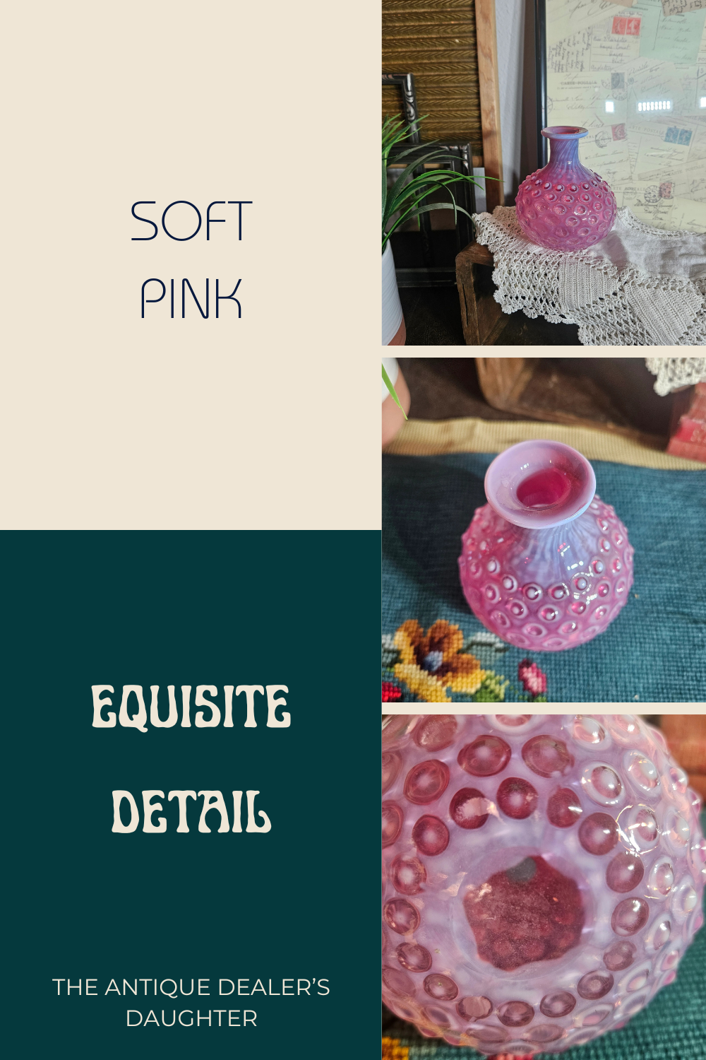 Czech Pink Hobnail Glass Vase Vintage