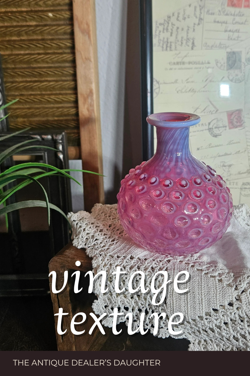 Czech Pink Hobnail Glass Vase Vintage