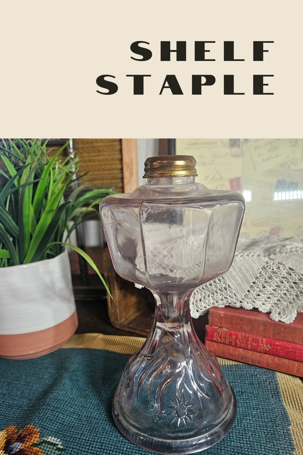 Antique Style Pink Glass Kerosene Lamp