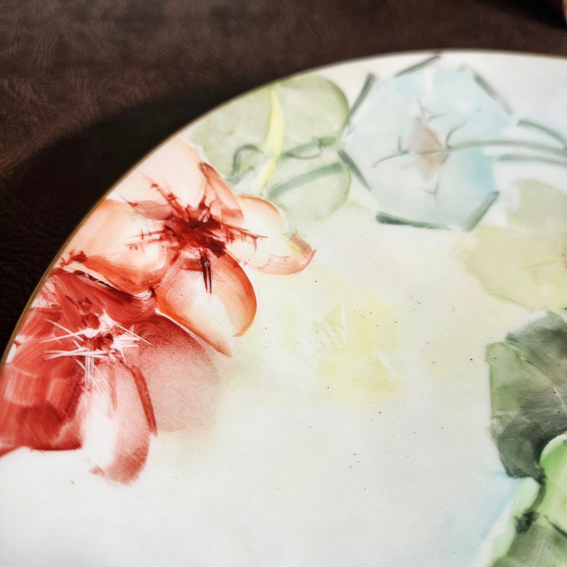 Victoria Austria pierced porcelain dish with floral center natural light paint detail