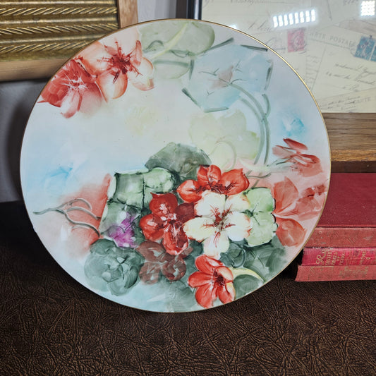 Victoria Austria pierced porcelain dish with floral center front view