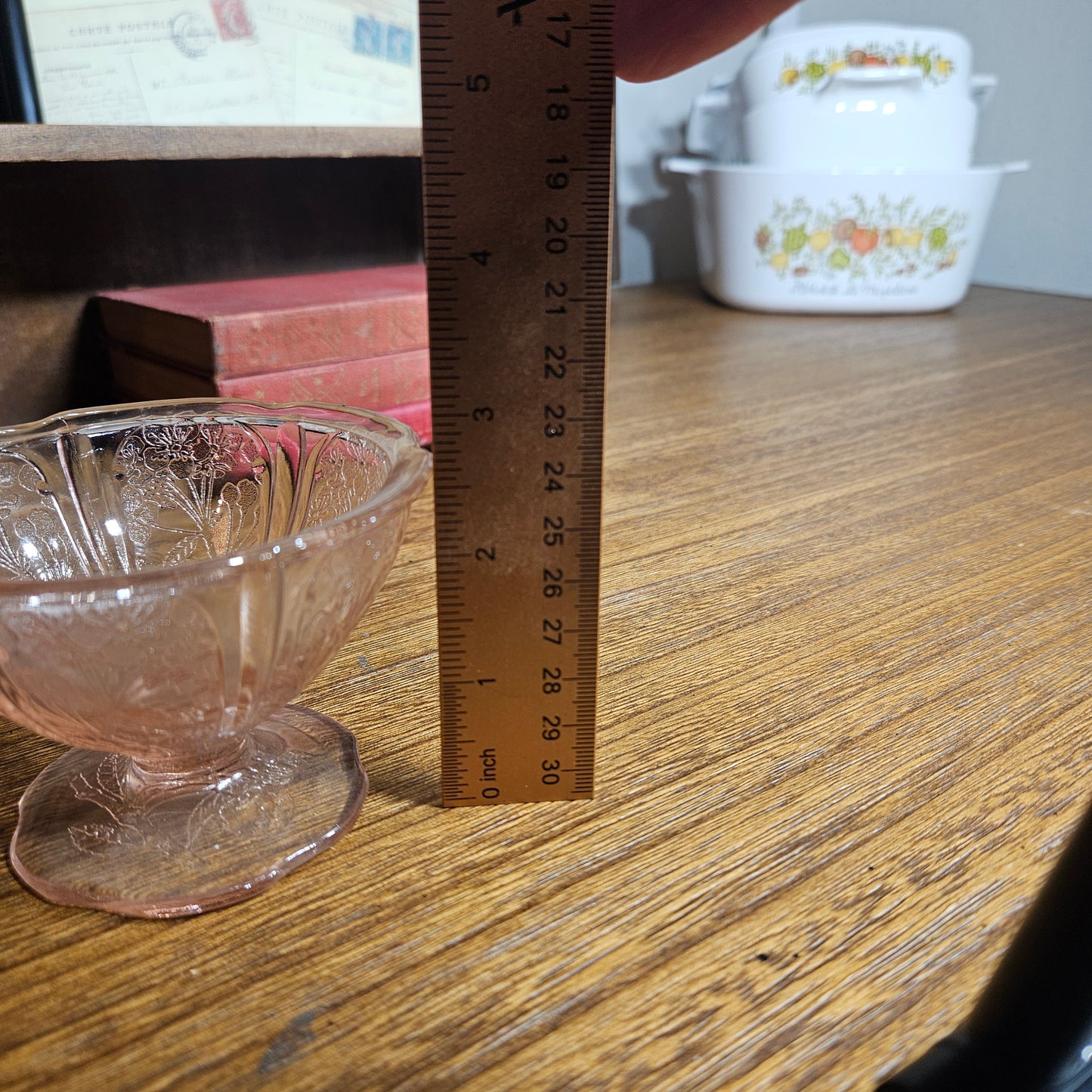 antique pink glass serving bowl pedestal