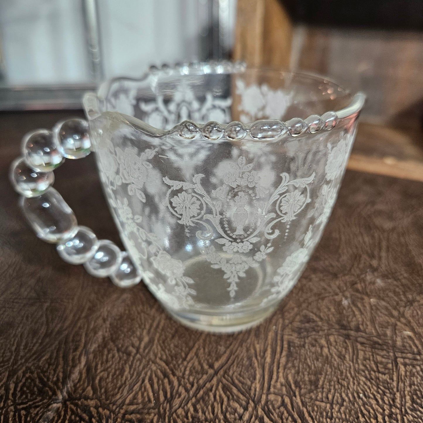 Vintage hostess glassware set with delicate decorative details